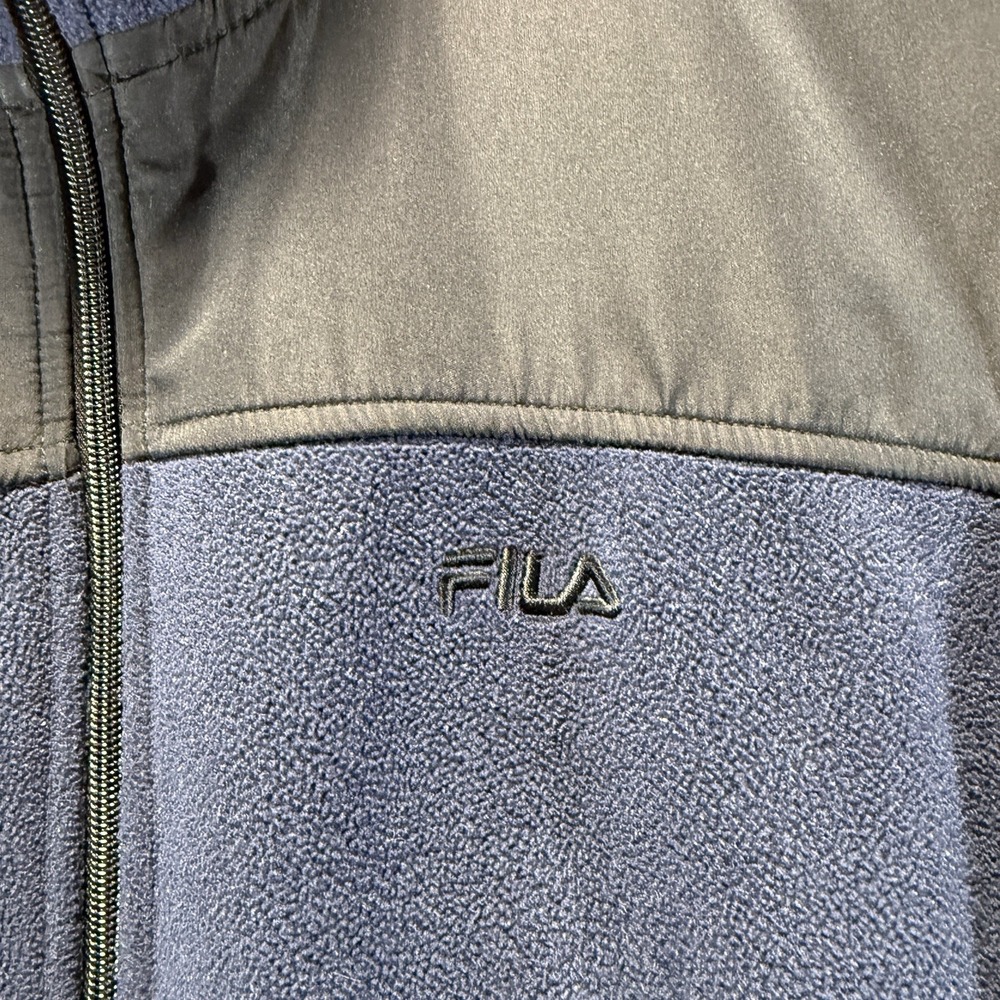 Fila Jacket Mens M Navy Blue Full Zip Fleece Cozy Warm Winter Pockets - Picture 3 of 14